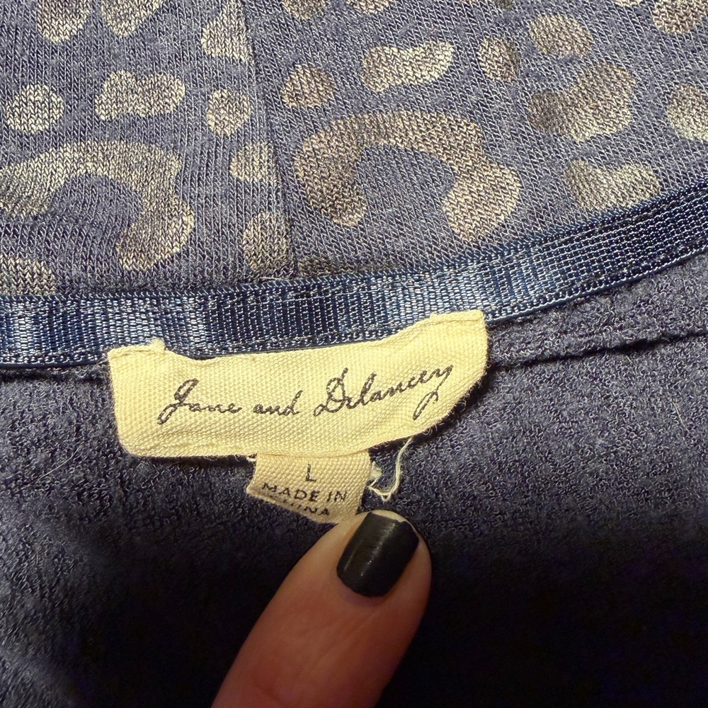 Navy blue, cheetah print, funnel neck sweater